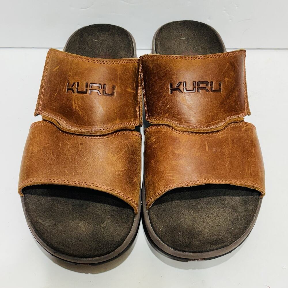 Kuru Leather Sandals Slides Brown Men 11 Slip On Outdoors